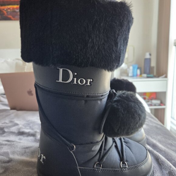 Christian Dior Lace - Up Snow Boots Moon Boots - Black - 35/37 - Brand New - Picture 1 of 5